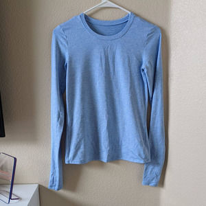 ALO Yoga Alosoft Finesse Long Sleeve Crew Neck Heathered Blue